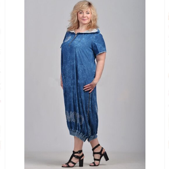 NWT M’ De Pompadour Oversized Denim Dress. Artistry Details Size 18 - Picture 3 of 16
